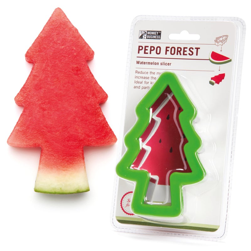 Monkey Business Pepo Watermelon Popsicle Cutter Mold, Stainless Steel Watermelon Slicer, Fun Forest Tree Shape Sandwich, and Cookie Cutter for Fruits - Image 1